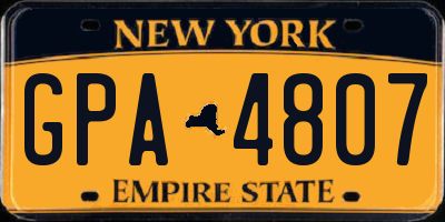 NY license plate GPA4807