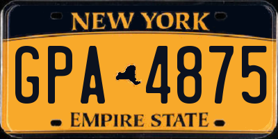 NY license plate GPA4875