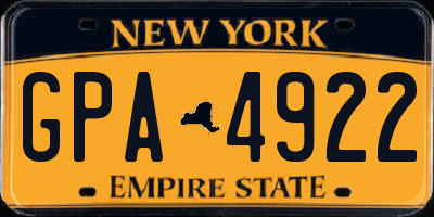 NY license plate GPA4922