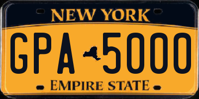 NY license plate GPA5000