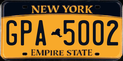NY license plate GPA5002