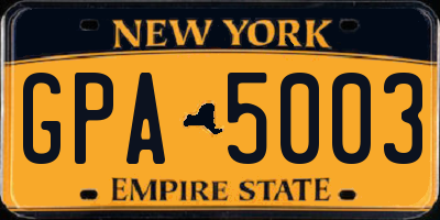 NY license plate GPA5003