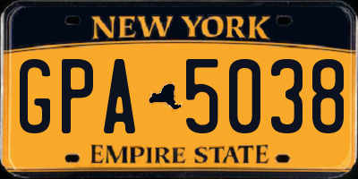 NY license plate GPA5038