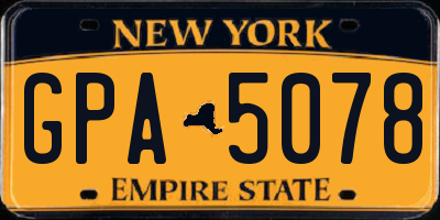 NY license plate GPA5078