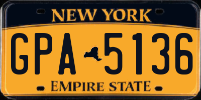 NY license plate GPA5136