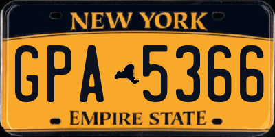 NY license plate GPA5366