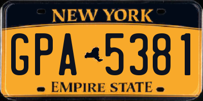 NY license plate GPA5381