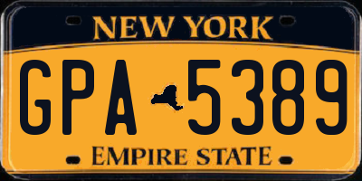 NY license plate GPA5389