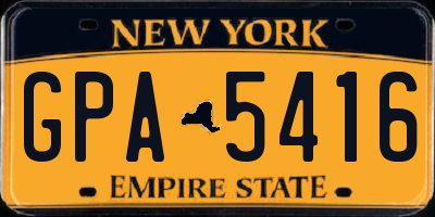 NY license plate GPA5416