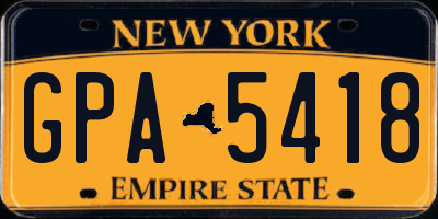 NY license plate GPA5418