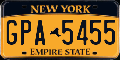 NY license plate GPA5455