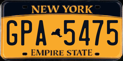 NY license plate GPA5475