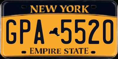 NY license plate GPA5520