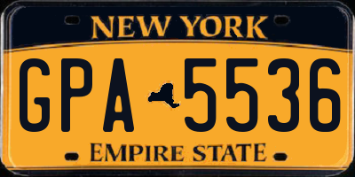 NY license plate GPA5536