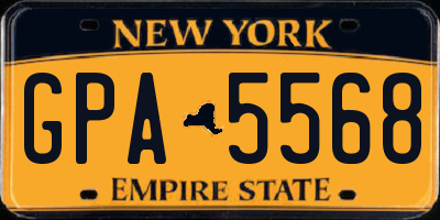 NY license plate GPA5568