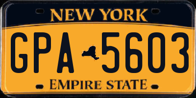 NY license plate GPA5603