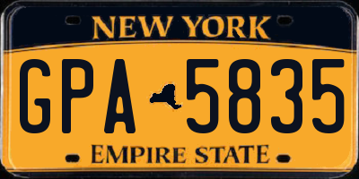 NY license plate GPA5835