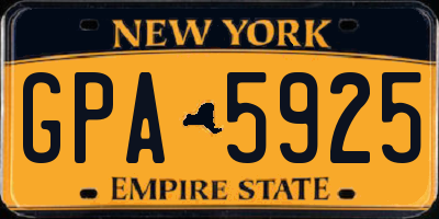 NY license plate GPA5925