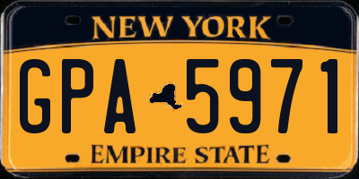 NY license plate GPA5971