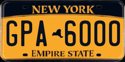NY license plate GPA6000