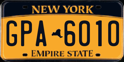 NY license plate GPA6010