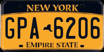 NY license plate GPA6206