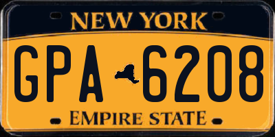 NY license plate GPA6208