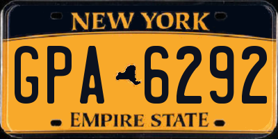 NY license plate GPA6292
