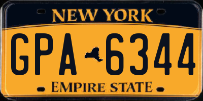 NY license plate GPA6344