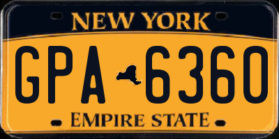 NY license plate GPA6360