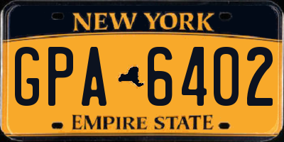 NY license plate GPA6402
