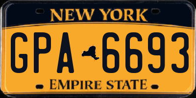 NY license plate GPA6693