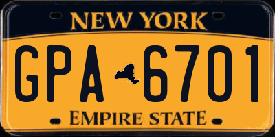 NY license plate GPA6701