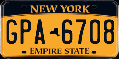 NY license plate GPA6708