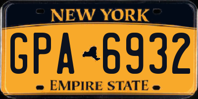 NY license plate GPA6932