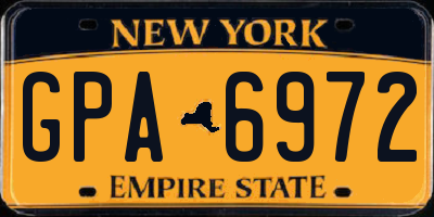 NY license plate GPA6972