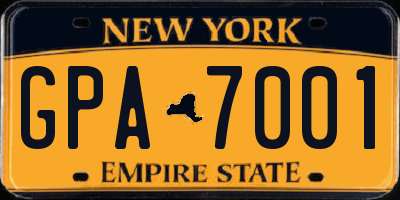 NY license plate GPA7001