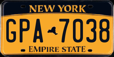 NY license plate GPA7038