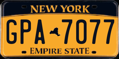 NY license plate GPA7077