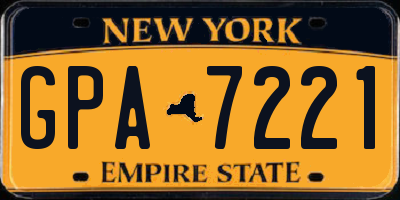 NY license plate GPA7221