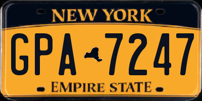 NY license plate GPA7247