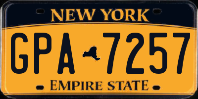 NY license plate GPA7257