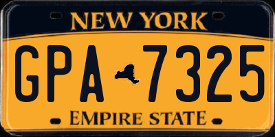 NY license plate GPA7325