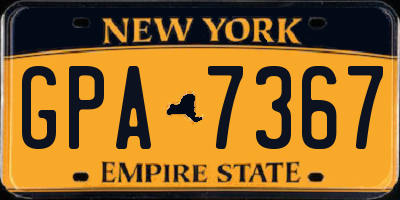 NY license plate GPA7367