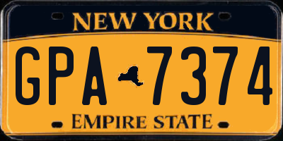 NY license plate GPA7374