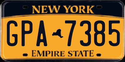 NY license plate GPA7385