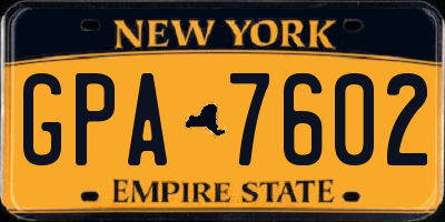 NY license plate GPA7602