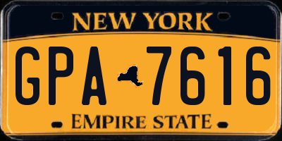 NY license plate GPA7616