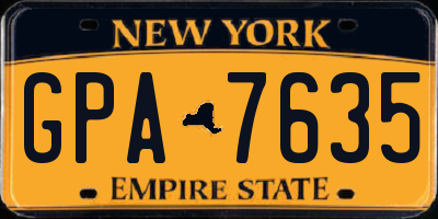 NY license plate GPA7635