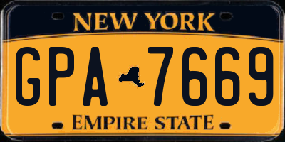 NY license plate GPA7669